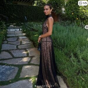 De La Vali Foehn Maxi Lace Dress in Black